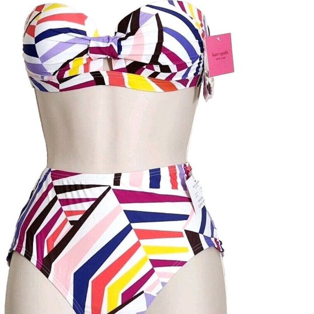 KATE SPADE GEOBRELLA 2PC HIGH WAISTED BIKINI MULTICOLOR Swimsuit S, М NWT!